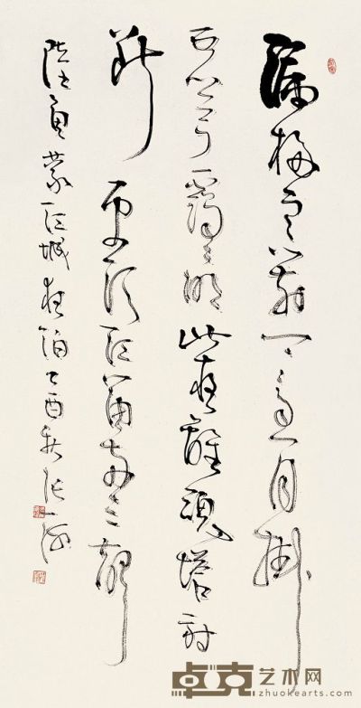 张海 2005年作 行书陆龟蒙诗一首 镜心 136×68cm