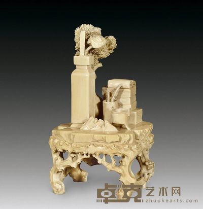清 象牙雕书桌摆件 高12cm