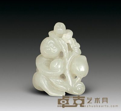 清 白玉辈辈封侯挂件 高4cm