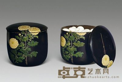 民国 木盒漆绘花卉纹围棋 （一套） 高13cm