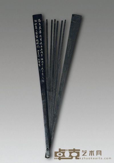 乌木花鸟诗文扇骨 长30cm