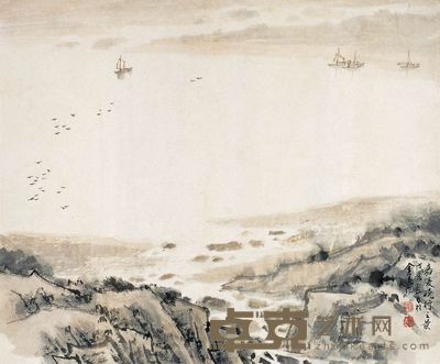 宋文治 1988年作 嘉陵晓行 镜心 37×44cm