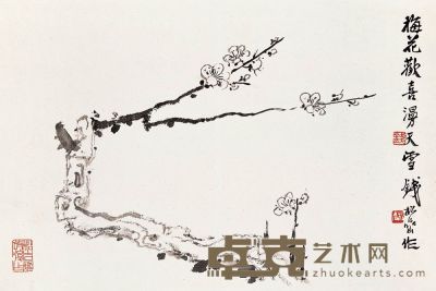 钱松嵒 梅花欢喜漫天雪 镜心 32×48cm