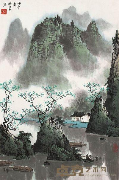白雪石 1978年作 漓江胜景 立轴 69×45cm