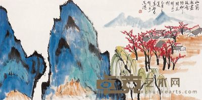 娄师白 1985年作 陆游诗意 镜框 68×136cm