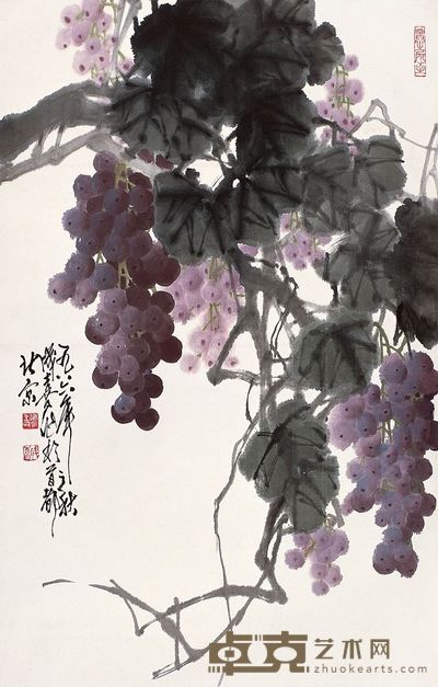 王成喜 1986年作 葡萄 立轴 68×46cm