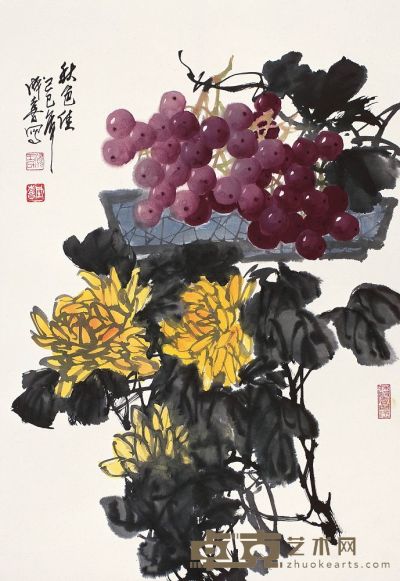 王成喜 1989年作 秋色佳 立轴 87×55cm