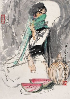 史国良 1980年作 少女 镜心