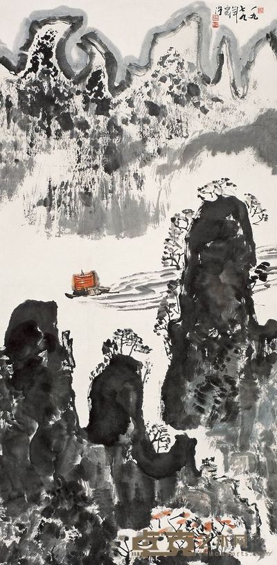 陈家冷 1979年作 山水 镜心 137×67cm