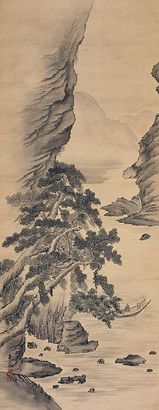 玉凤 日本山水画 立轴