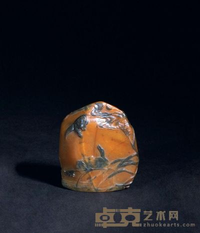 清 田黄薄意雕芦雁纹随形章 高5.3cm