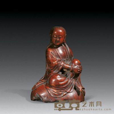 清 黄花梨雕仕女像 高14.5cm