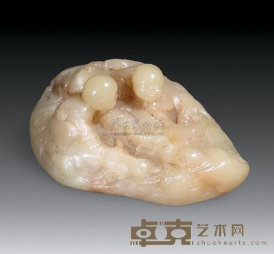 清 芙蓉石牧童戏牛摆件 长9cm；宽6.5cm；高4cm