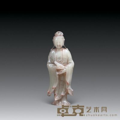 清 白芙蓉石持经观音 高12.5cm