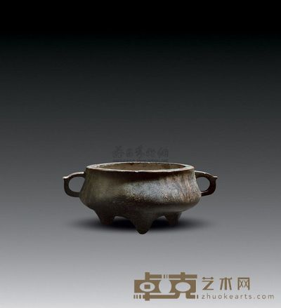 清 铜双耳香炉 直径11cm;高6.2cm