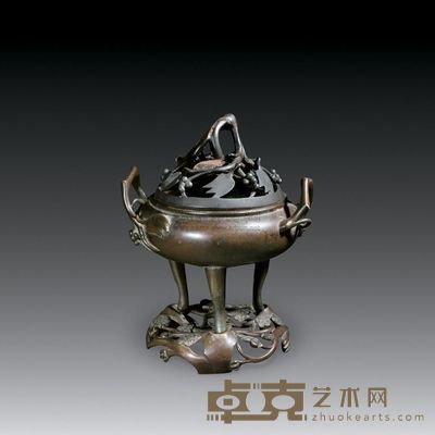 清 铜葡萄纹熏炉 通高21cm