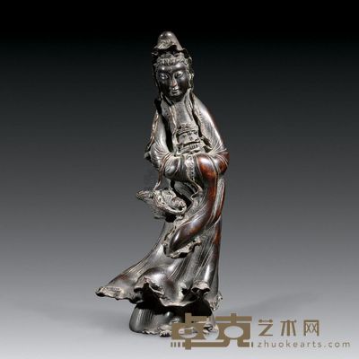 清 铜提篮观音 高23.5cm