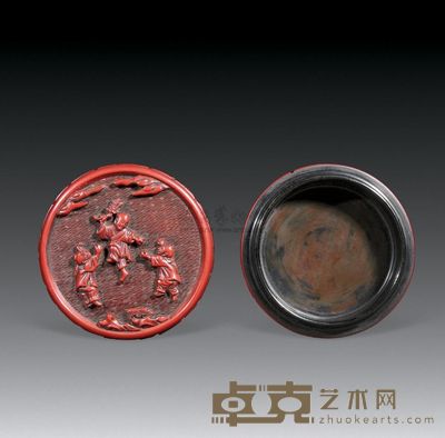 明 剔红婴戏图圆盒 直径6cm;高2.5cm