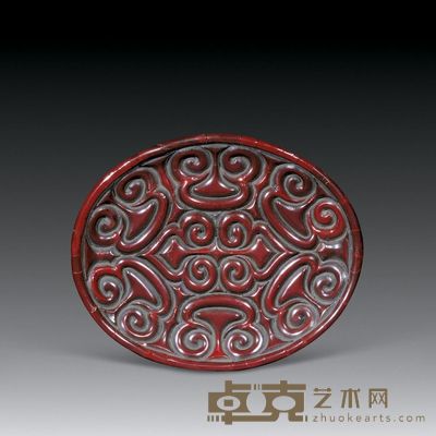 元 剔犀如意纹椭圆形盘 长21.7cm;宽17.6cm;高3cm