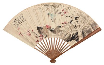 吴野洲 陈问达 1942年作 书画 花鸟 成扇