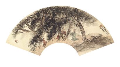 傅抱石 1964年作 松荫高士图 立轴