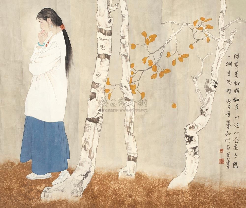 何家英 1996年作 秋诗图 镜心80×94cm