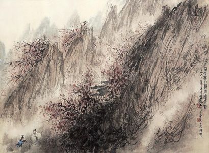 傅抱石 1963年作 西风吹下红雨来 立轴