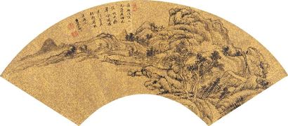 王原祁 1698年作 山水 扇面