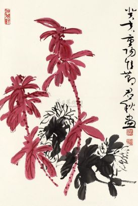张君秋 1983年作 花卉 立轴