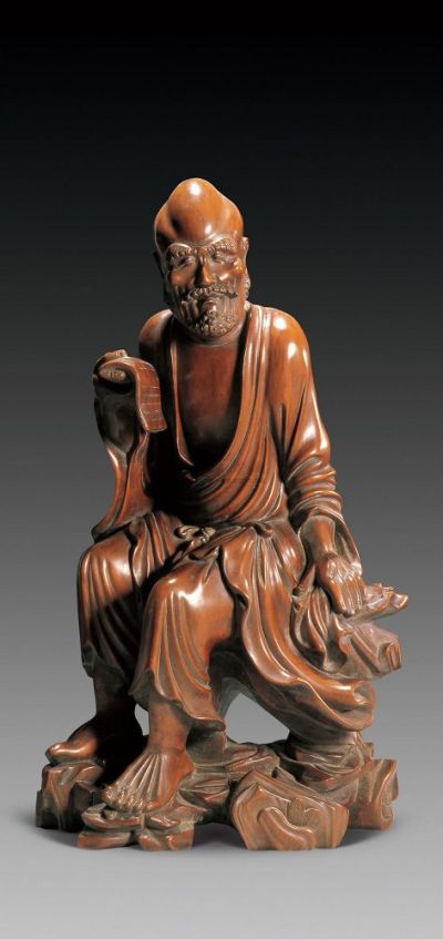 清中期 黄杨木雕达摩像
