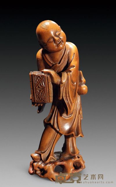 民国 黄杨木雕童子像 高12.2cm