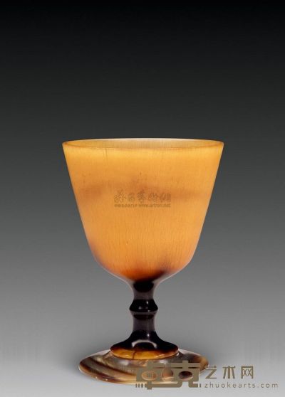 19世纪 犀角雕高足杯 高10.7cm；直径7.5cm
