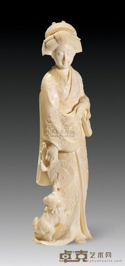 19世纪 象牙雕仕女像 高23.3cm
