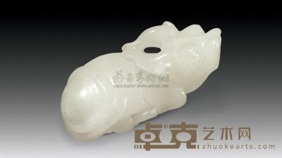 清中期 白玉雕牛形摆件 长5.8cm