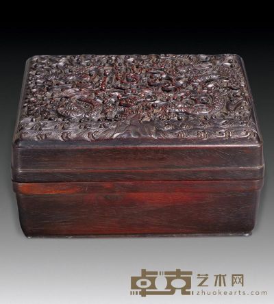 民国 紫檀雕龙纹盒 14.5×11.5×7cm