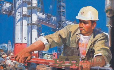 杨克山 1978年作 出大力 流大汗 为社会主义多作贡献 70×114cm