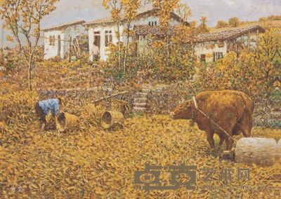 李方霖 1998年作 碾场 73×53cm