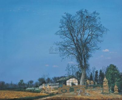 谭平 1999年作 晌午的村庄 73×60cm