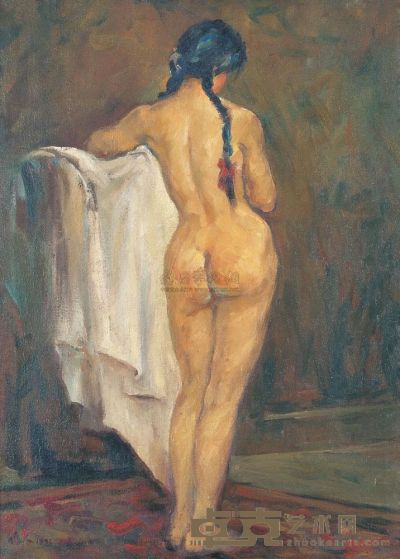 吴作人 1955年作 背部裸女 82.5×60cm
