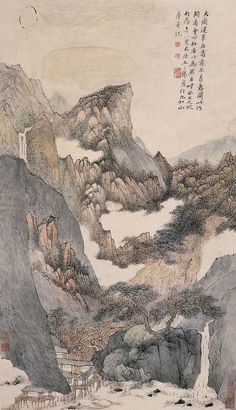 王三锡 松瀑图 立轴