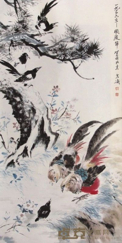 王雪涛花鸟立轴 150×74