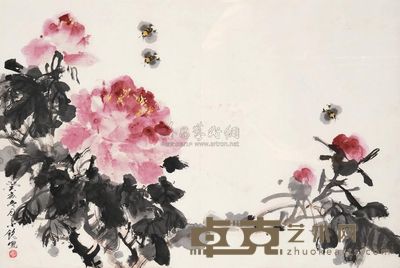 汤小铭 花卉 镜框 40×60cm