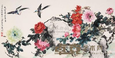 麦汉兴 富贵寿考 镜片 70×137cm