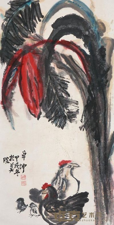 陈卓坤 花鸟 立轴 133×67cm