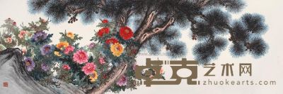 张韶石 富贵花开 镜框 123×365cm