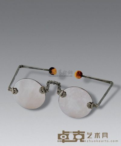 清   茶晶眼镜（配鲨鱼皮原盒） 长13.5cm