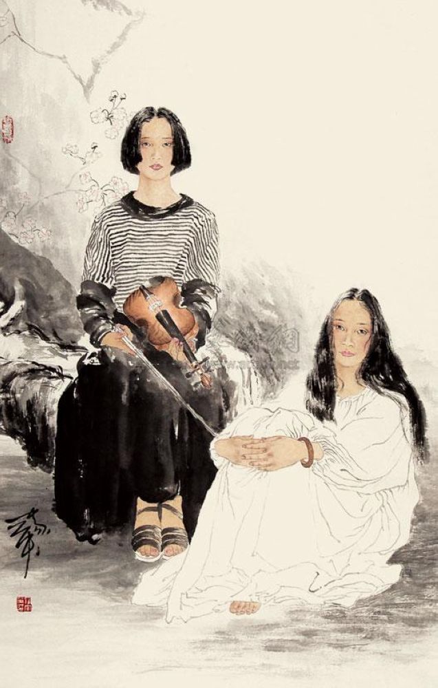 何家英 人物 镜心93×59cm