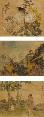 蒋廷锡 王翚 周臣 山水 花鸟 人物三挖 立轴