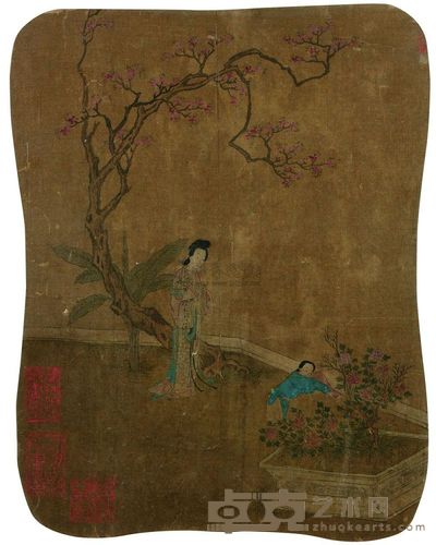 周文矩 仕女 扇面 28×22cm