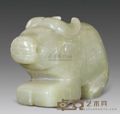 西周 青玉卧牛 高6.7cm；重486g